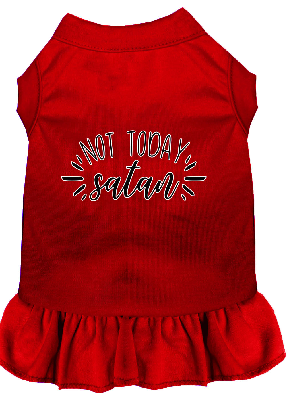 Not Today Satan Screen Print Dog Dress Red XXXL